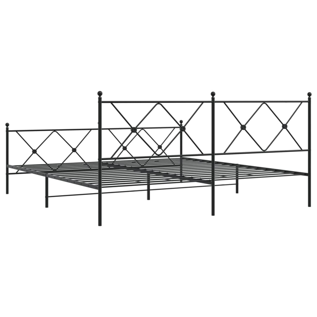 vidaXL Metalowa rama łóżka z wezgłowiem i zanóżkiem, czarna, 183x213cm