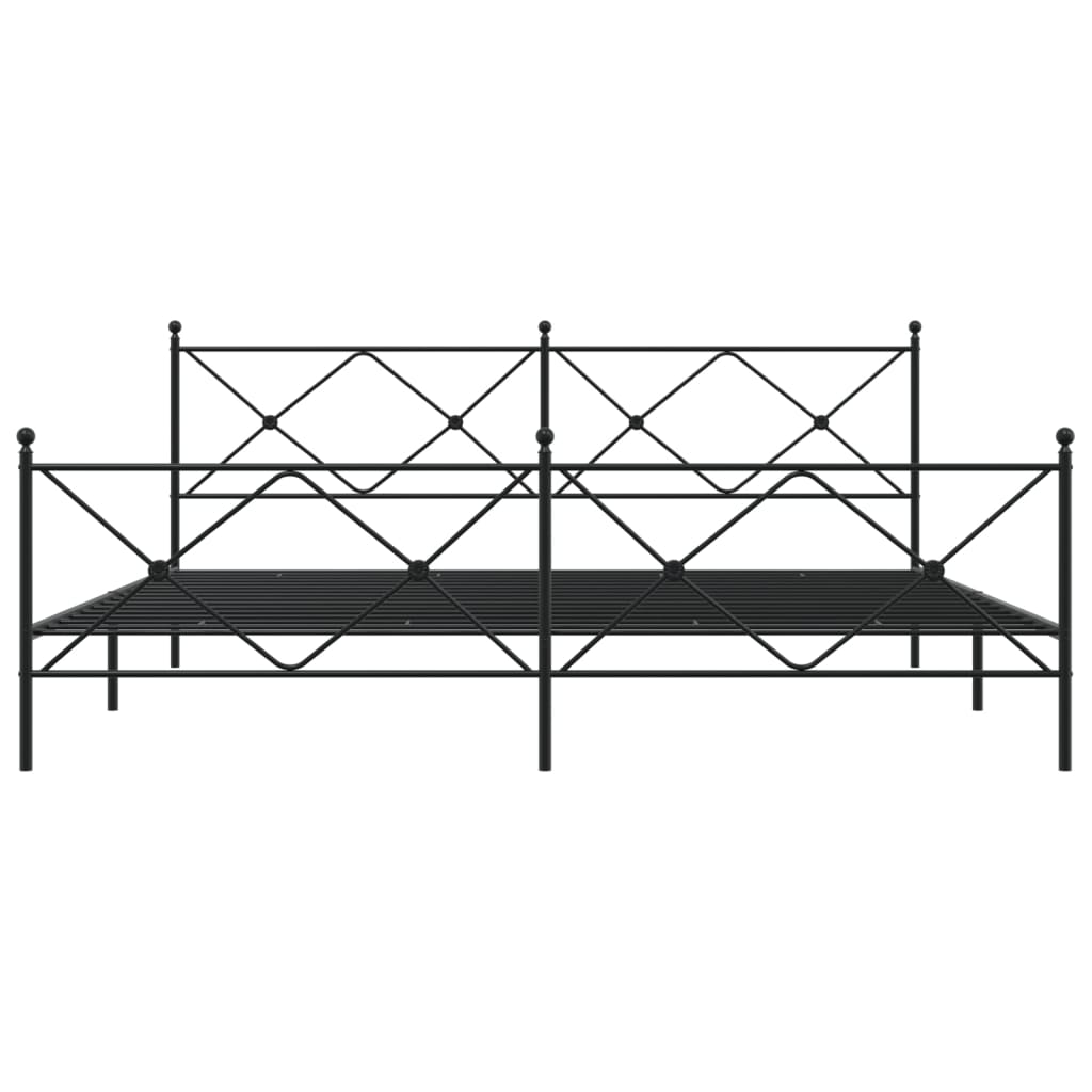 vidaXL Metalowa rama łóżka z wezgłowiem i zanóżkiem, czarna, 193x203cm