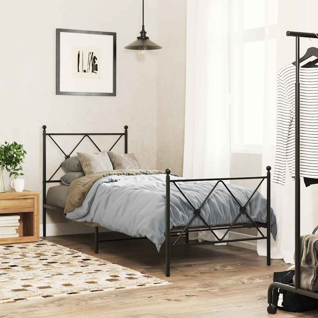 vidaXL Metalowe wymienne wezgłowie, czarne, 80 cm