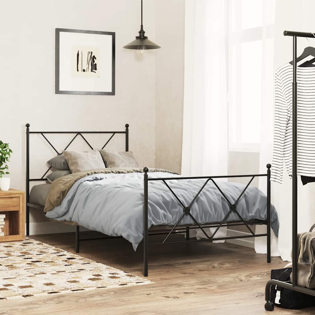 vidaXL Metalowe wymienne wezgłowie, czarne, 90 cm