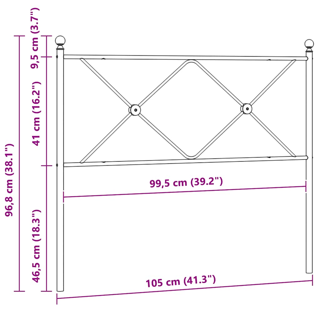 vidaXL Metalowe wymienne wezgłowie, czarne, 100 cm