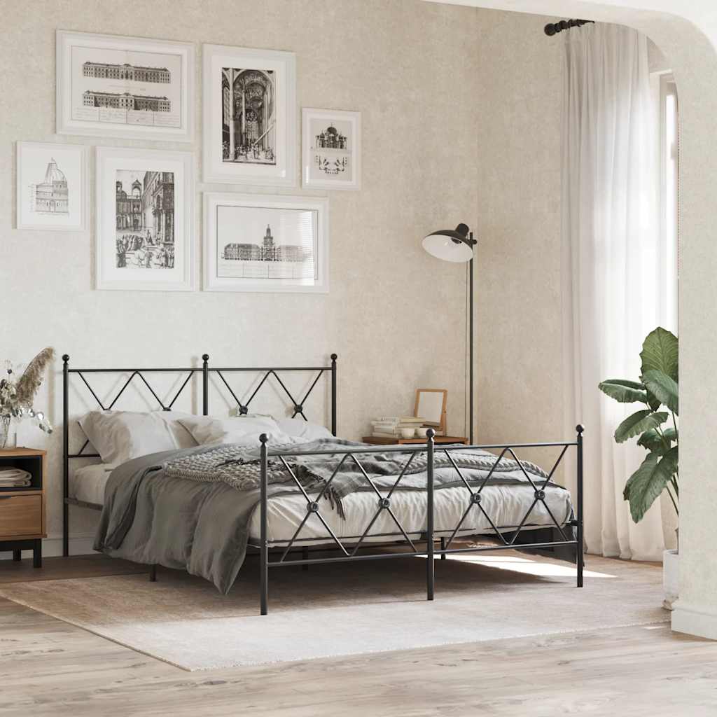 vidaXL Metalowe wymienne wezgłowie, czarne, 137 cm