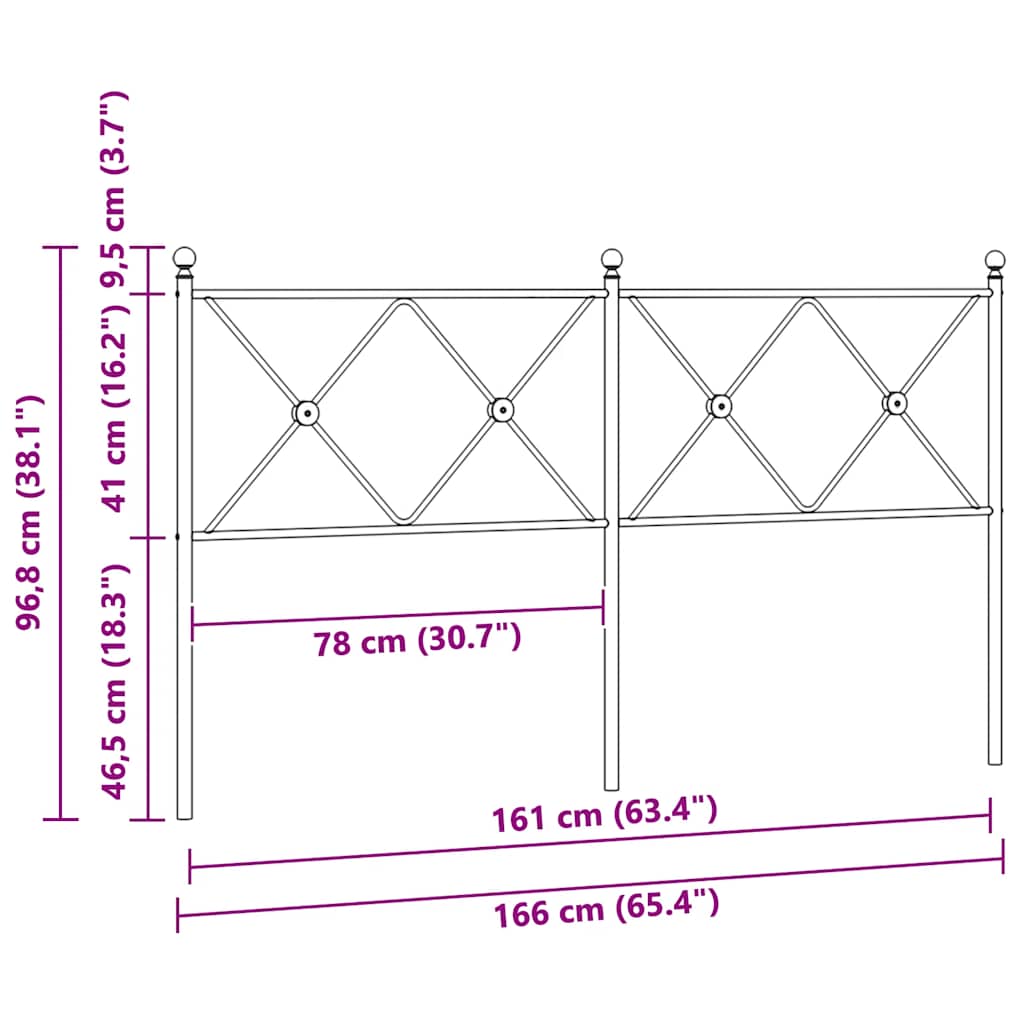 vidaXL Metalowe wymienne wezgłowie, czarne, 160 cm