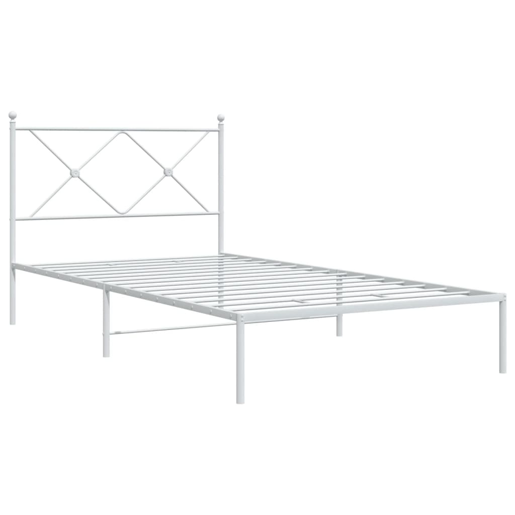 vidaXL Metalowa rama łóżka z wezgłowiem, biała, 100x200 cm