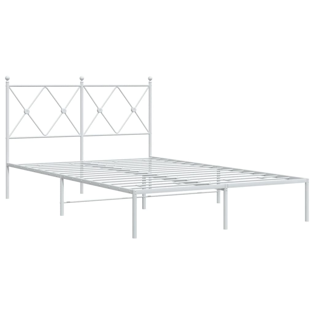 vidaXL Metalowa rama łóżka z wezgłowiem, biała, 120x200 cm