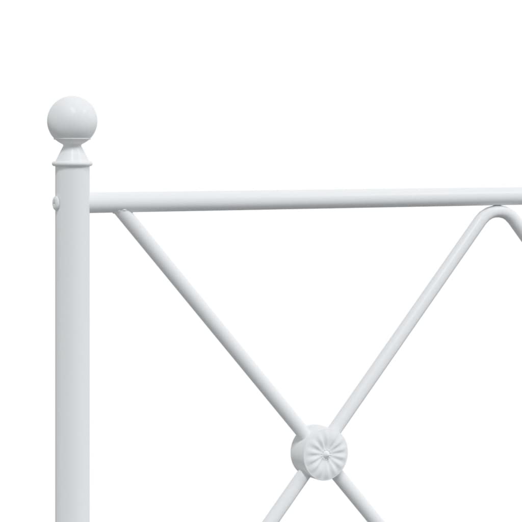 vidaXL Metalowa rama łóżka z wezgłowiem i zanóżkiem, biała, 75x190 cm