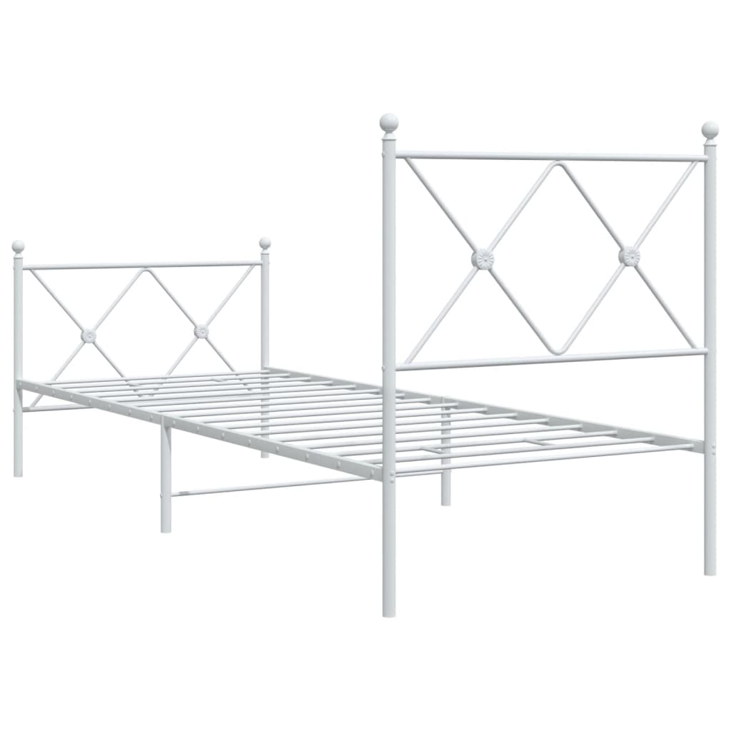 vidaXL Metalowa rama łóżka z wezgłowiem i zanóżkiem, biała, 80x200 cm