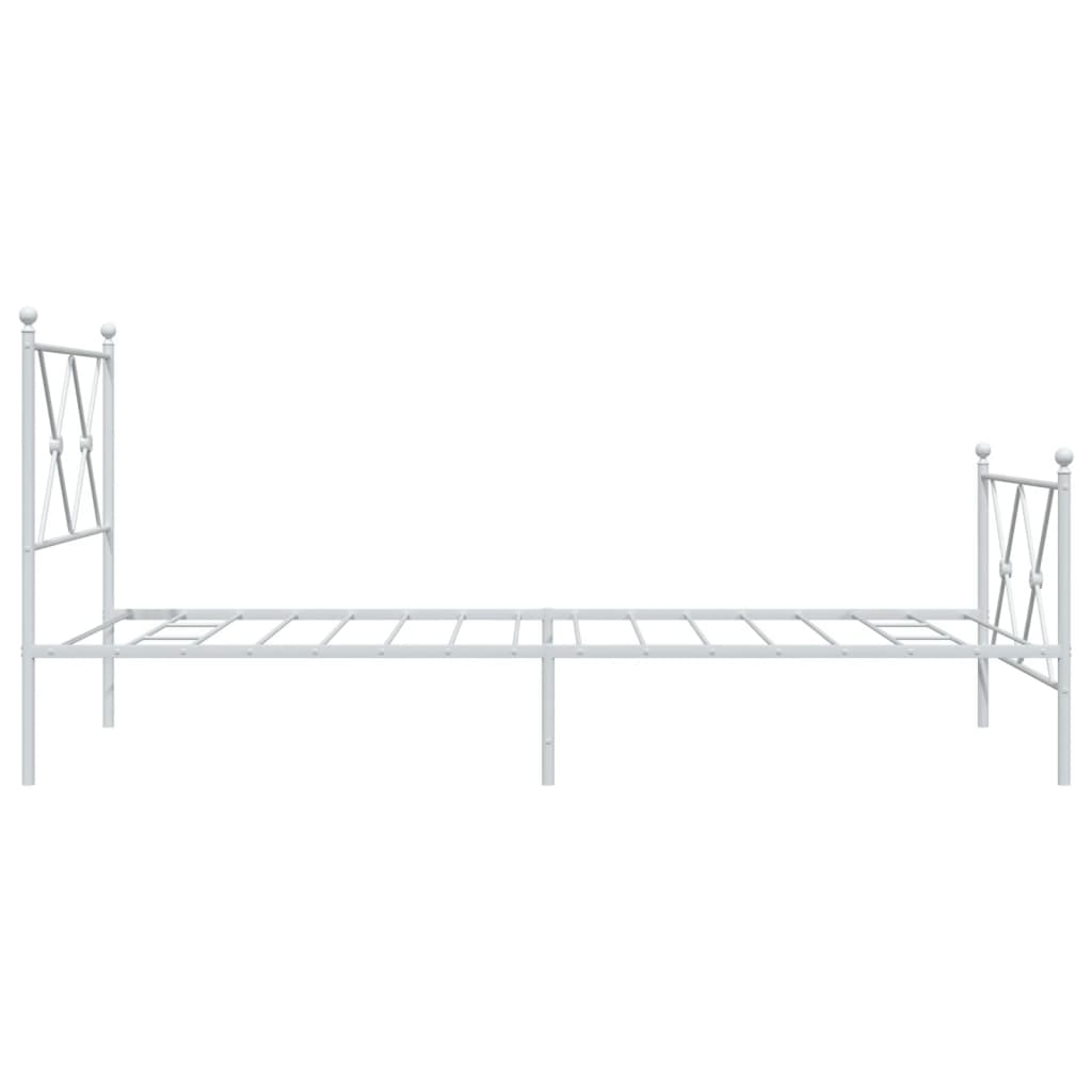 vidaXL Metalowa rama łóżka z wezgłowiem i zanóżkiem, biała, 90x200 cm