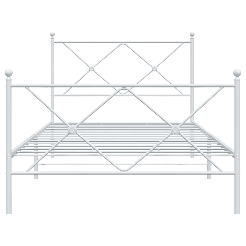 vidaXL Metalowa rama łóżka z wezgłowiem i zanóżkiem, biała, 100x200 cm