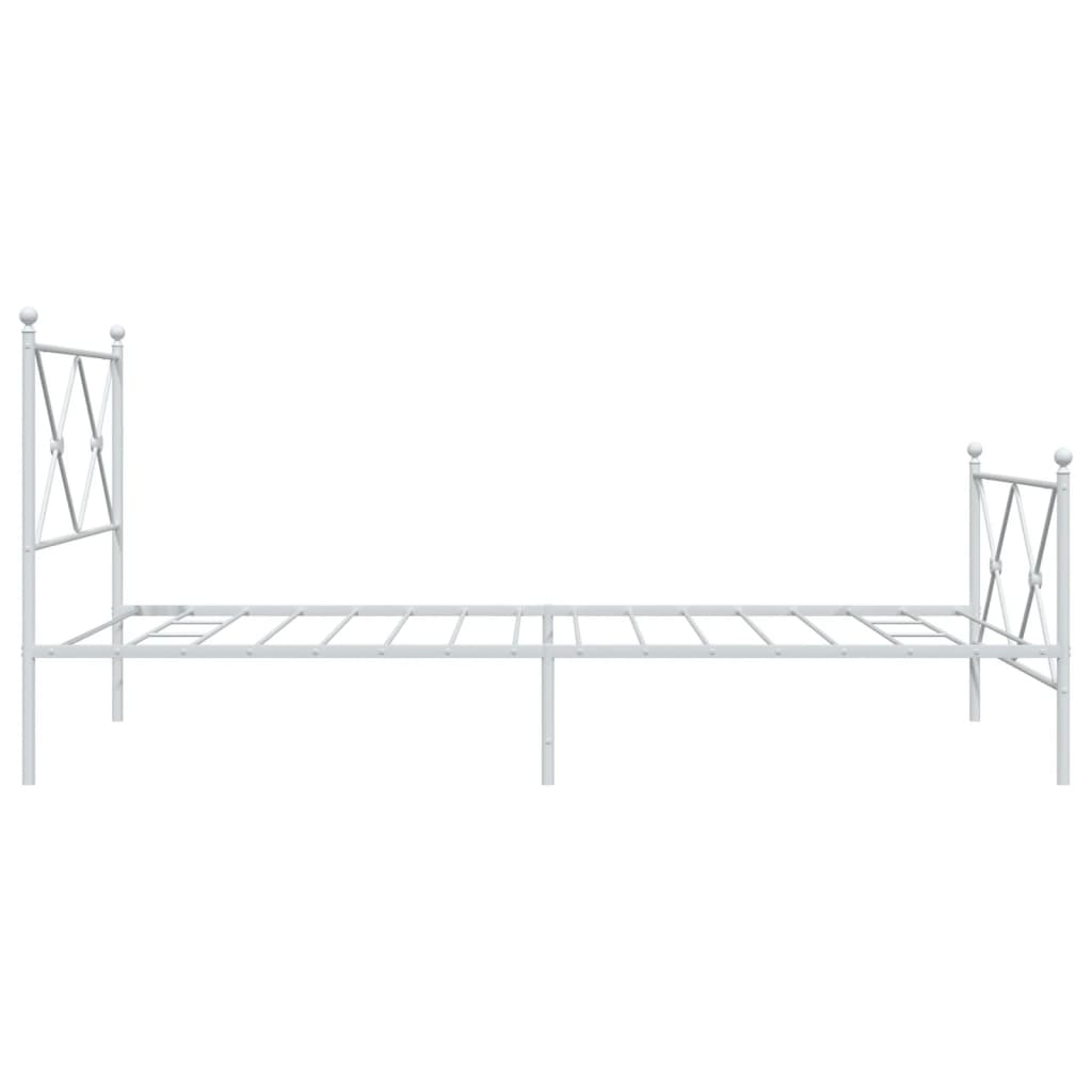 vidaXL Metalowa rama łóżka z wezgłowiem i zanóżkiem, biała, 107x203 cm
