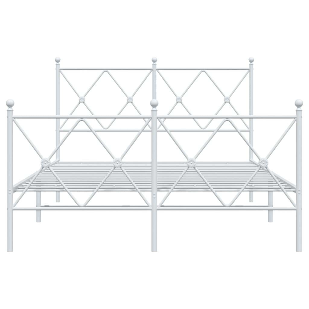 vidaXL Metalowa rama łóżka z wezgłowiem i zanóżkiem, biała, 120x190 cm