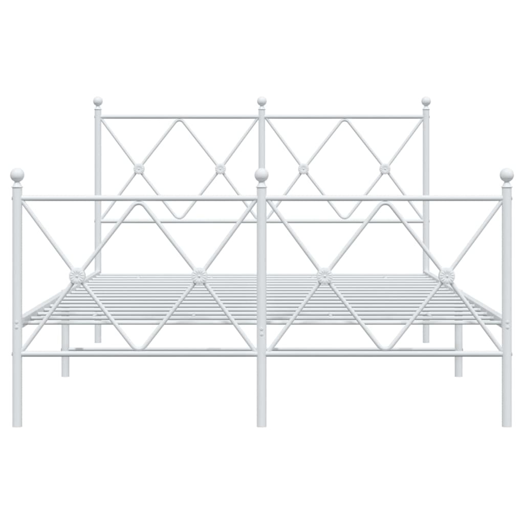 vidaXL Metalowa rama łóżka z wezgłowiem i zanóżkiem, biała, 120x200 cm