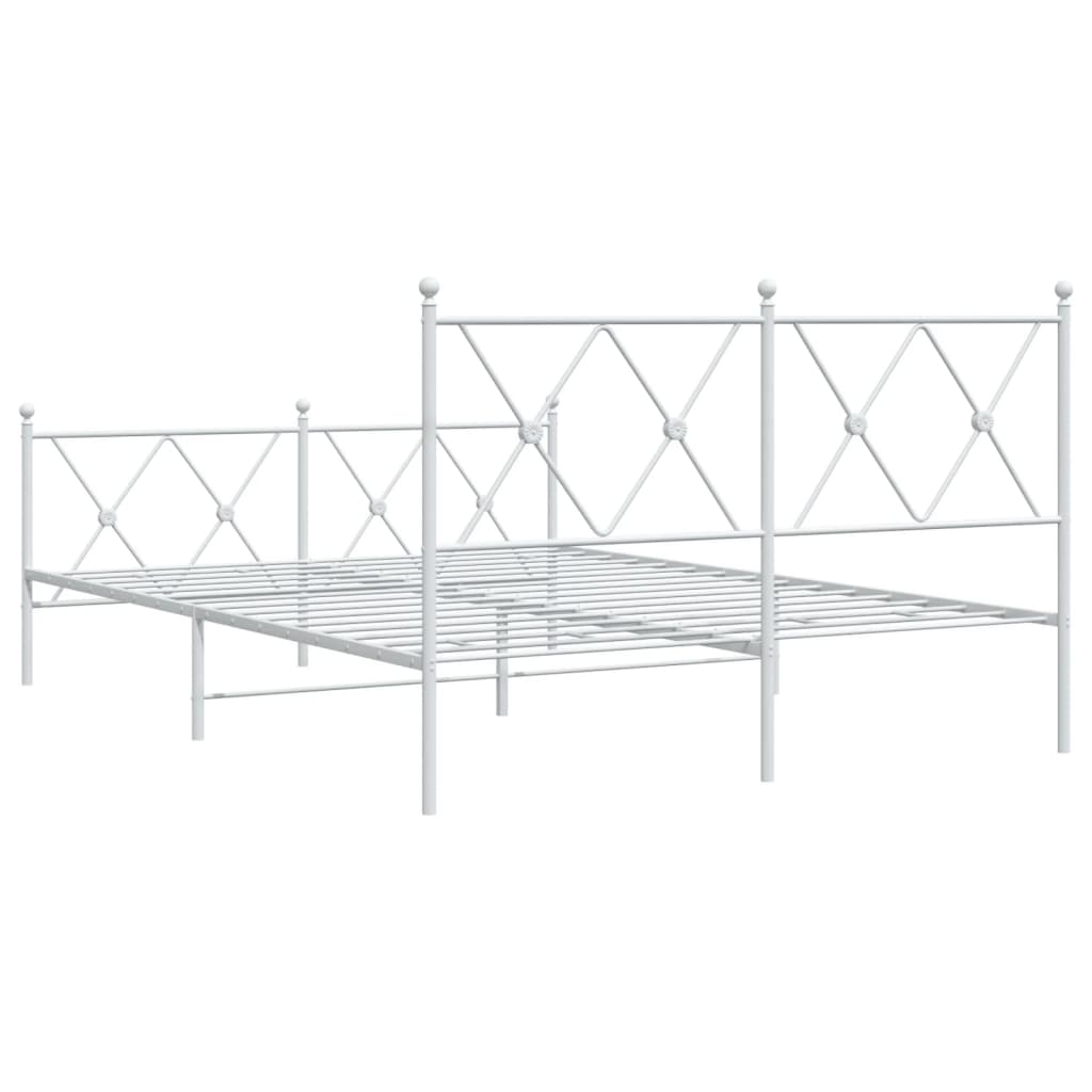 vidaXL Metalowa rama łóżka z wezgłowiem i zanóżkiem, biała, 140x190 cm