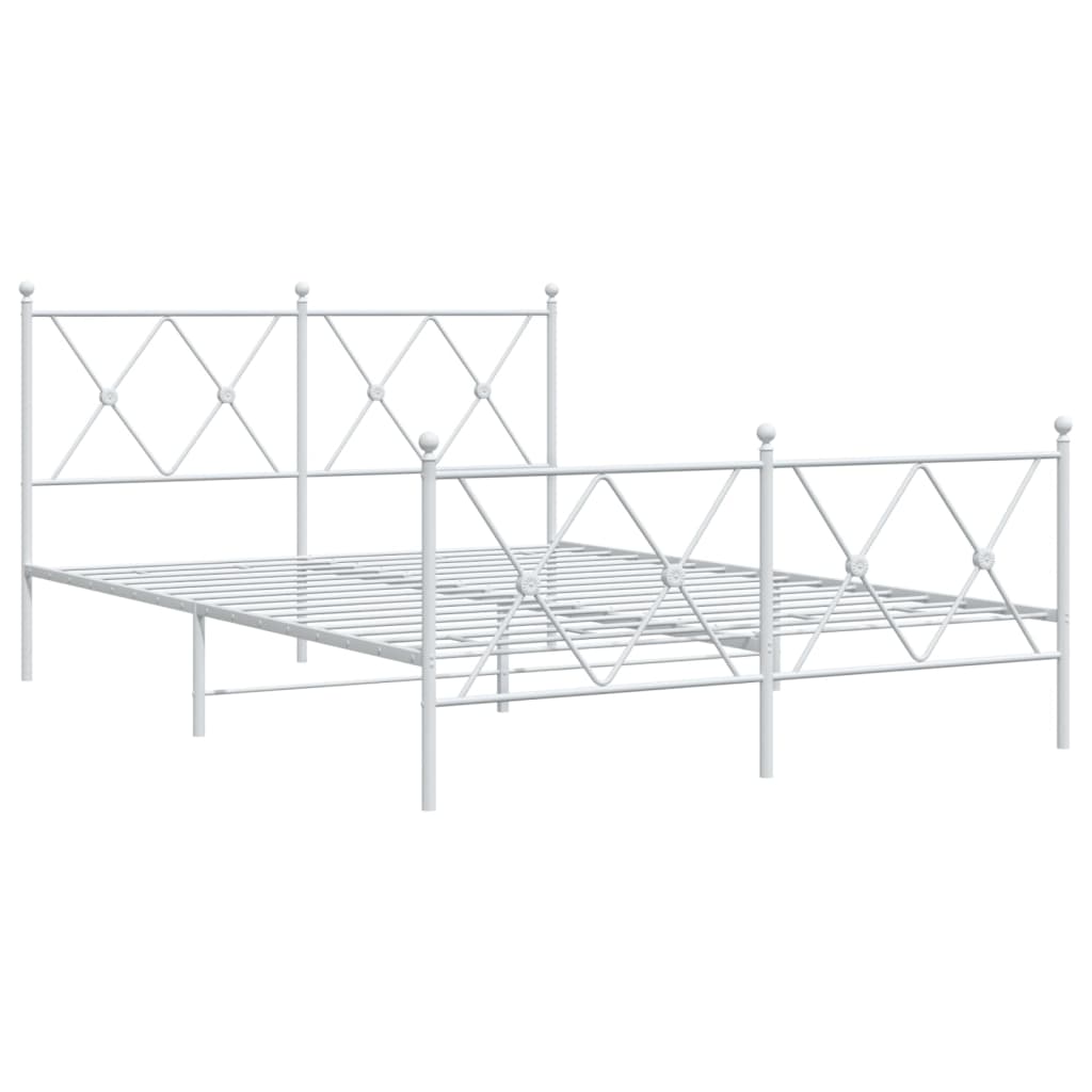 vidaXL Metalowa rama łóżka z wezgłowiem i zanóżkiem, biała, 140x200 cm