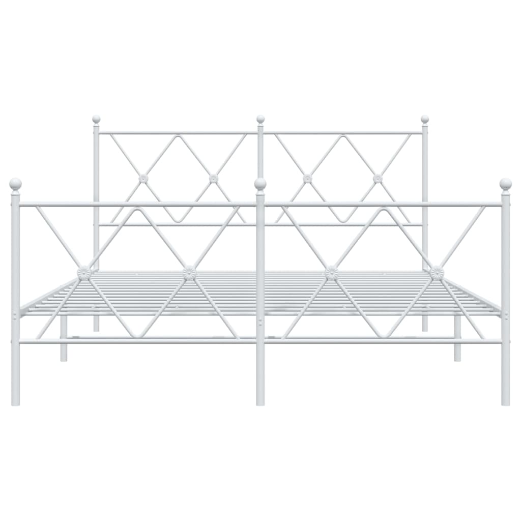 vidaXL Metalowa rama łóżka z wezgłowiem i zanóżkiem, biała, 140x200 cm
