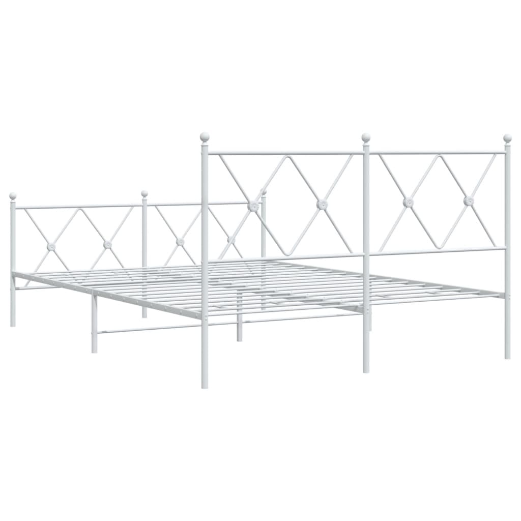 vidaXL Metalowa rama łóżka z wezgłowiem i zanóżkiem, biała, 140x200 cm
