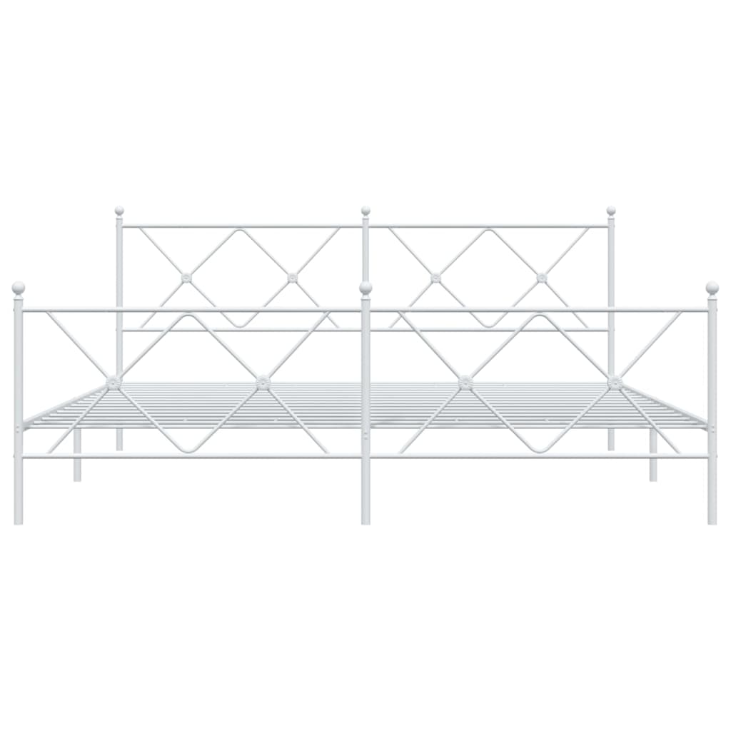 vidaXL Metalowa rama łóżka z wezgłowiem i zanóżkiem, biała, 183x213 cm
