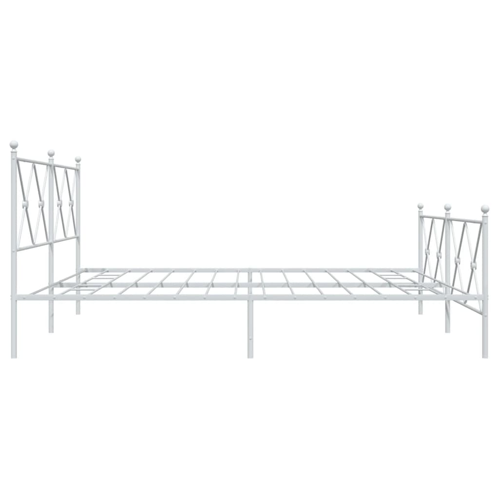 vidaXL Metalowa rama łóżka z wezgłowiem i zanóżkiem, biała, 183x213 cm