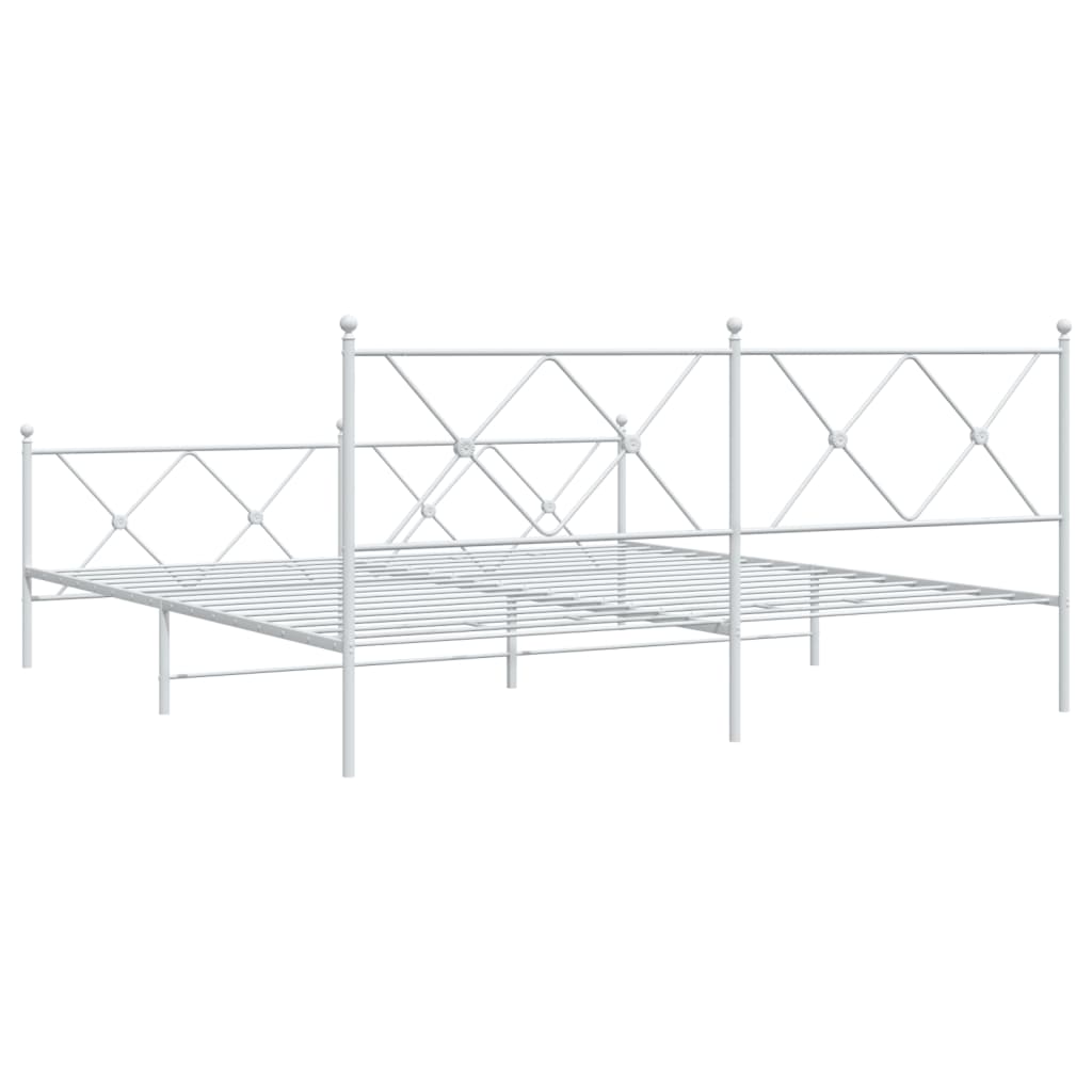 vidaXL Metalowa rama łóżka z wezgłowiem i zanóżkiem, biała, 183x213 cm