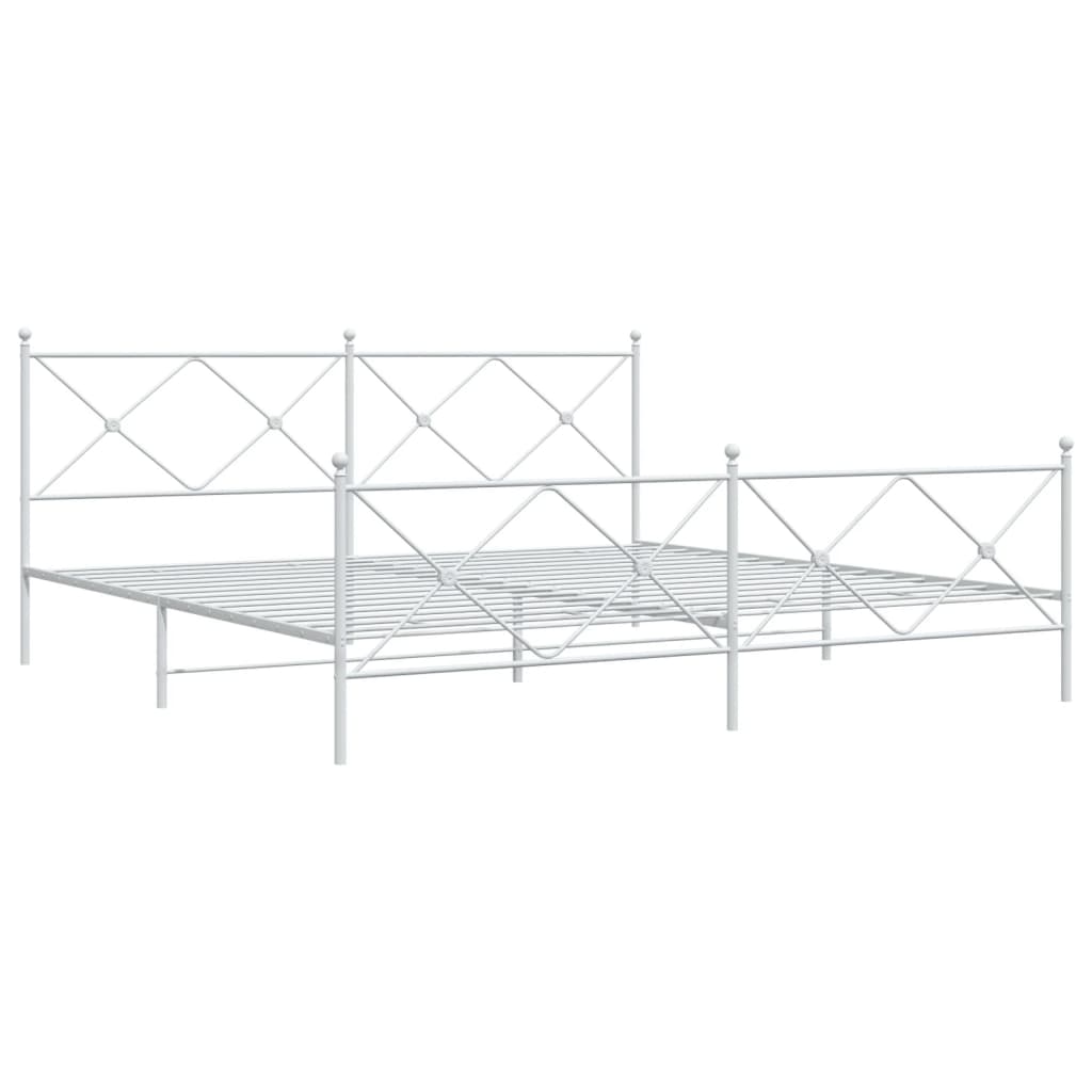 vidaXL Metalowa rama łóżka z wezgłowiem i zanóżkiem, biała, 200x200 cm
