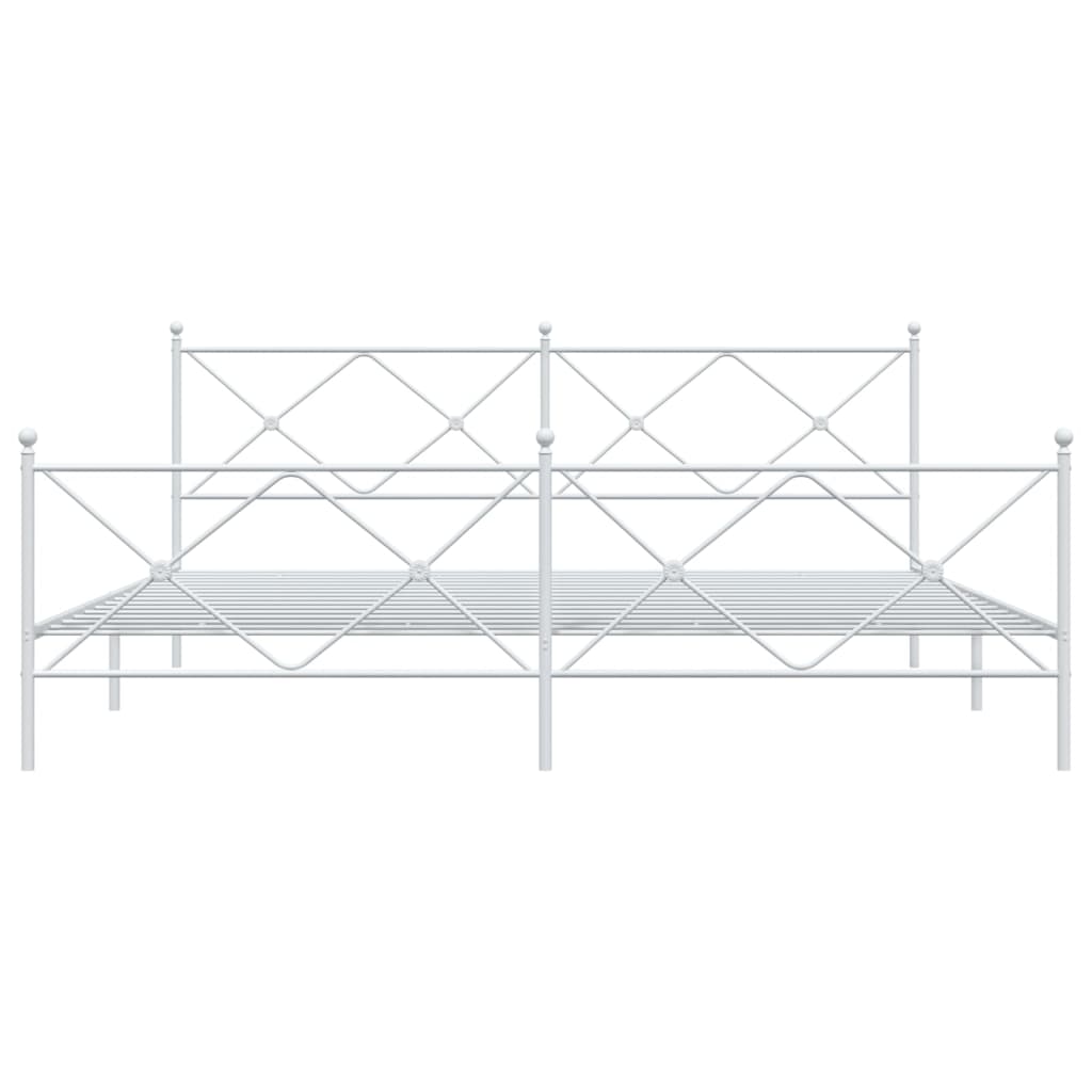 vidaXL Metalowa rama łóżka z wezgłowiem i zanóżkiem, biała, 200x200 cm