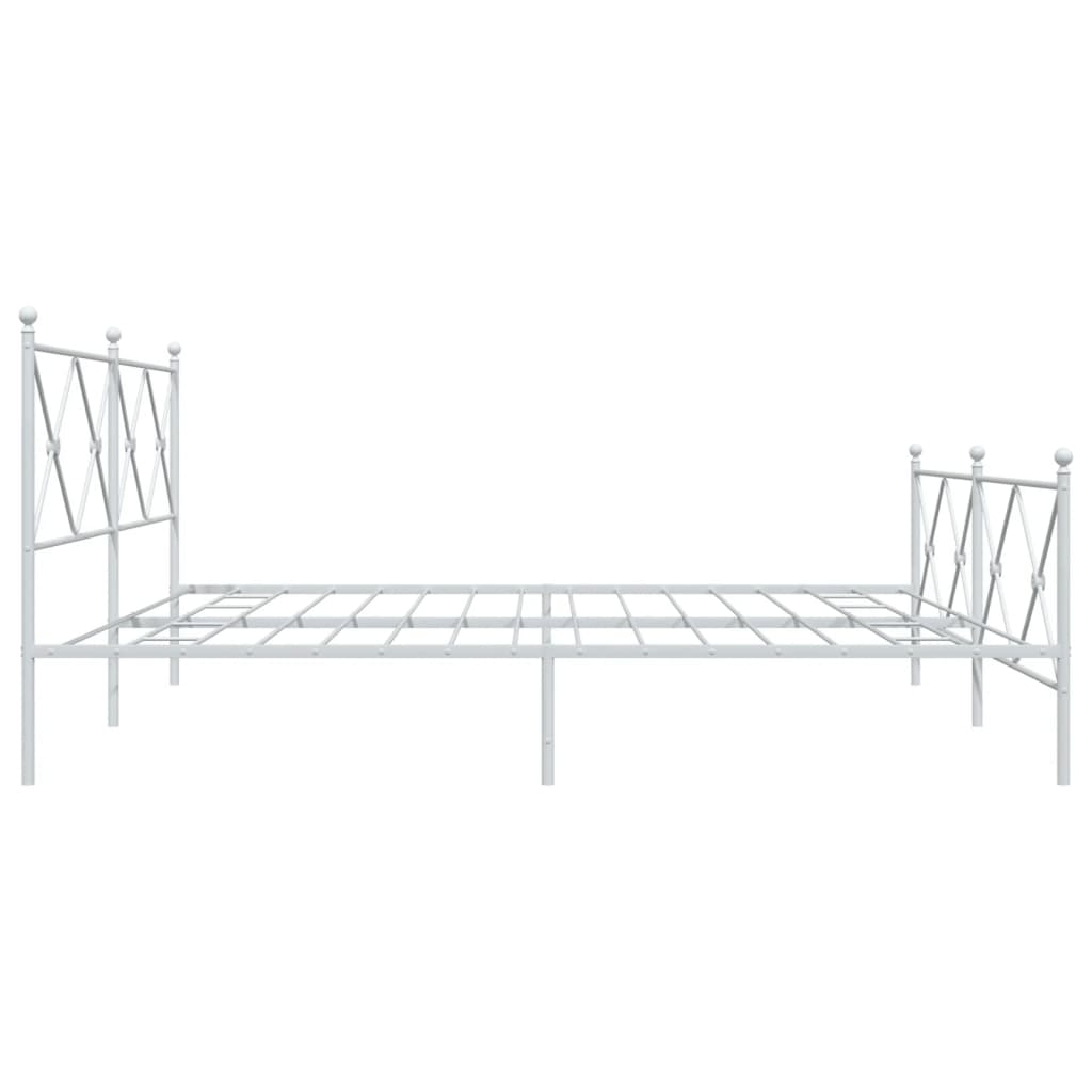 vidaXL Metalowa rama łóżka z wezgłowiem i zanóżkiem, biała, 200x200 cm