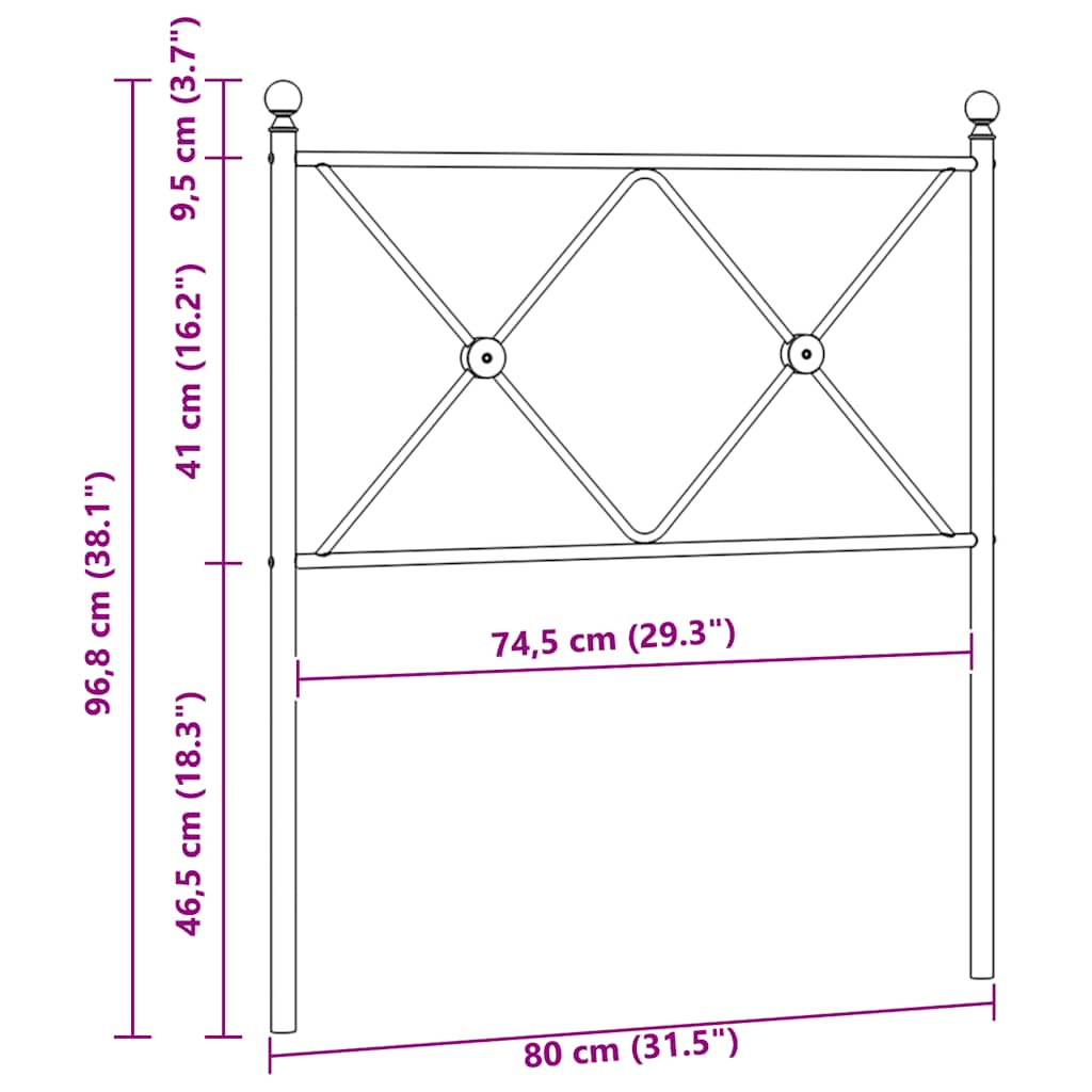 vidaXL Metalowe wymienne wezgłowie, białe, 75 cm