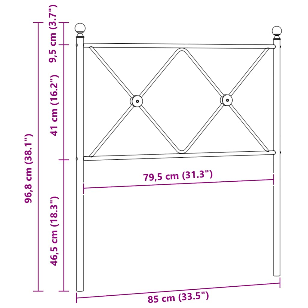 vidaXL Metalowe wymienne wezgłowie, białe, 80 cm