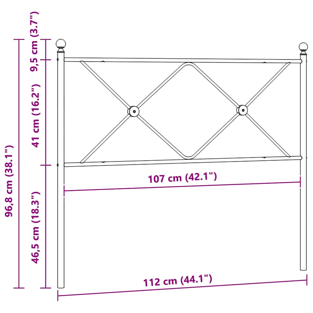 vidaXL Metalowe wymienne wezgłowie, białe, 107 cm