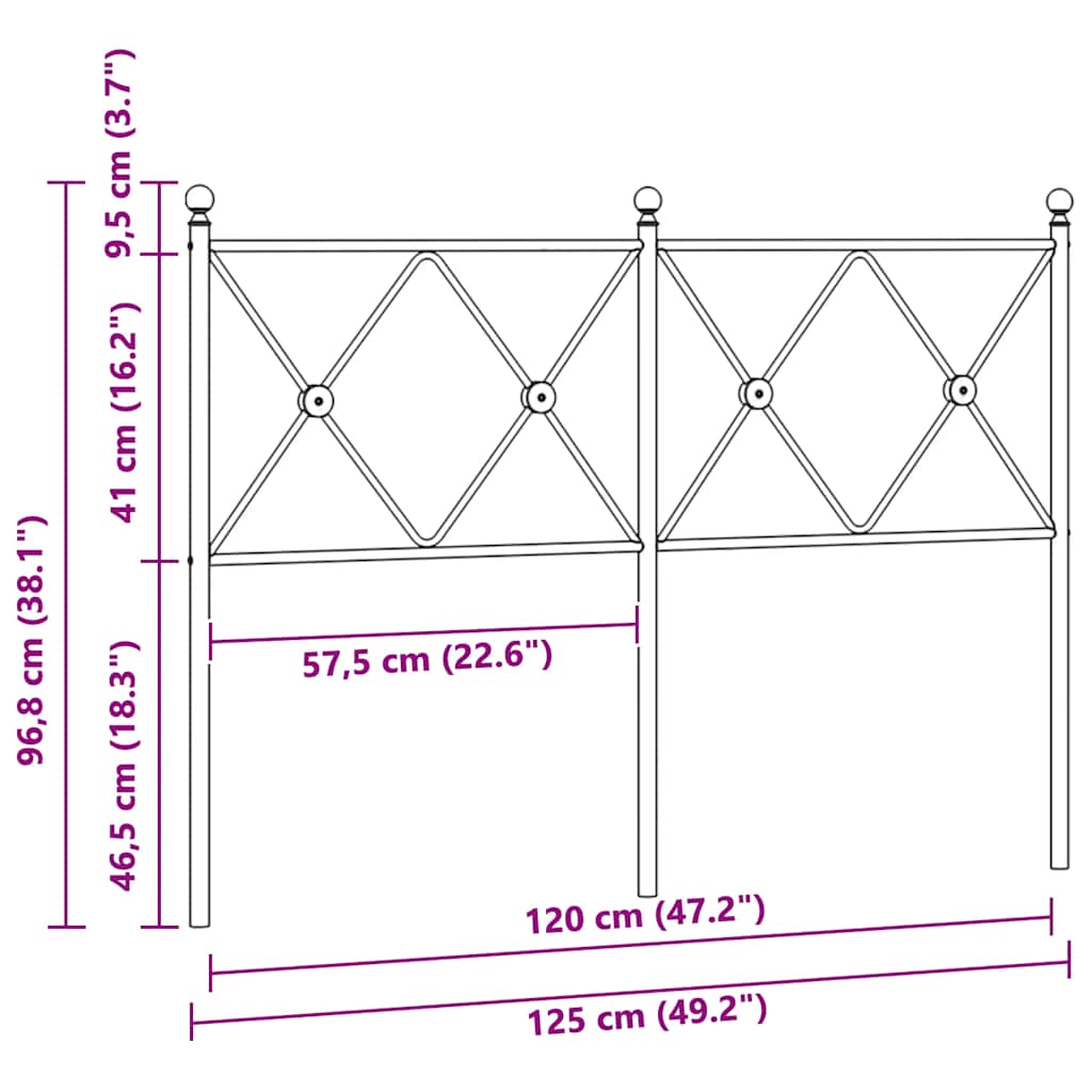 vidaXL Metalowe wymienne wezgłowie, białe, 120 cm