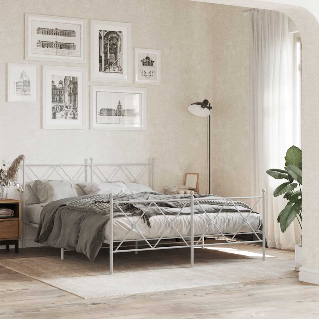 vidaXL Metalowe wymienne wezgłowie, białe, 150 cm