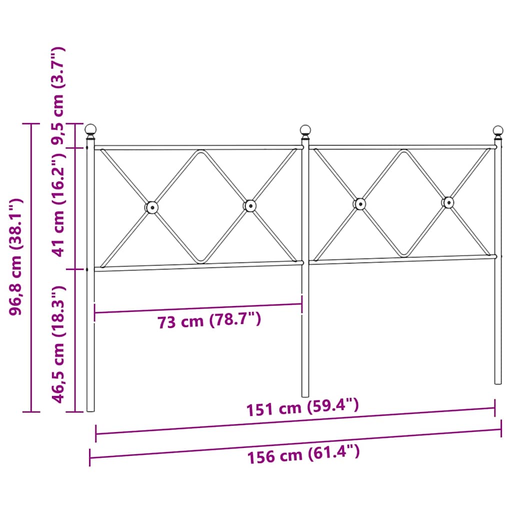 vidaXL Metalowe wymienne wezgłowie, białe, 150 cm