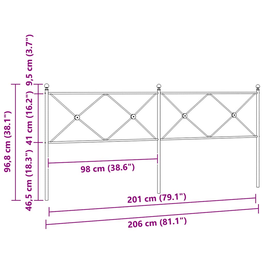vidaXL Metalowe wymienne wezgłowie, białe, 200 cm