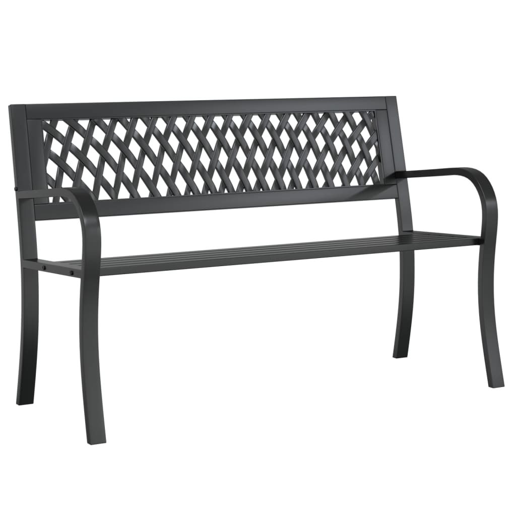 vidaXL Ławka ogrodowa, czarna, 120 cm, stalowa