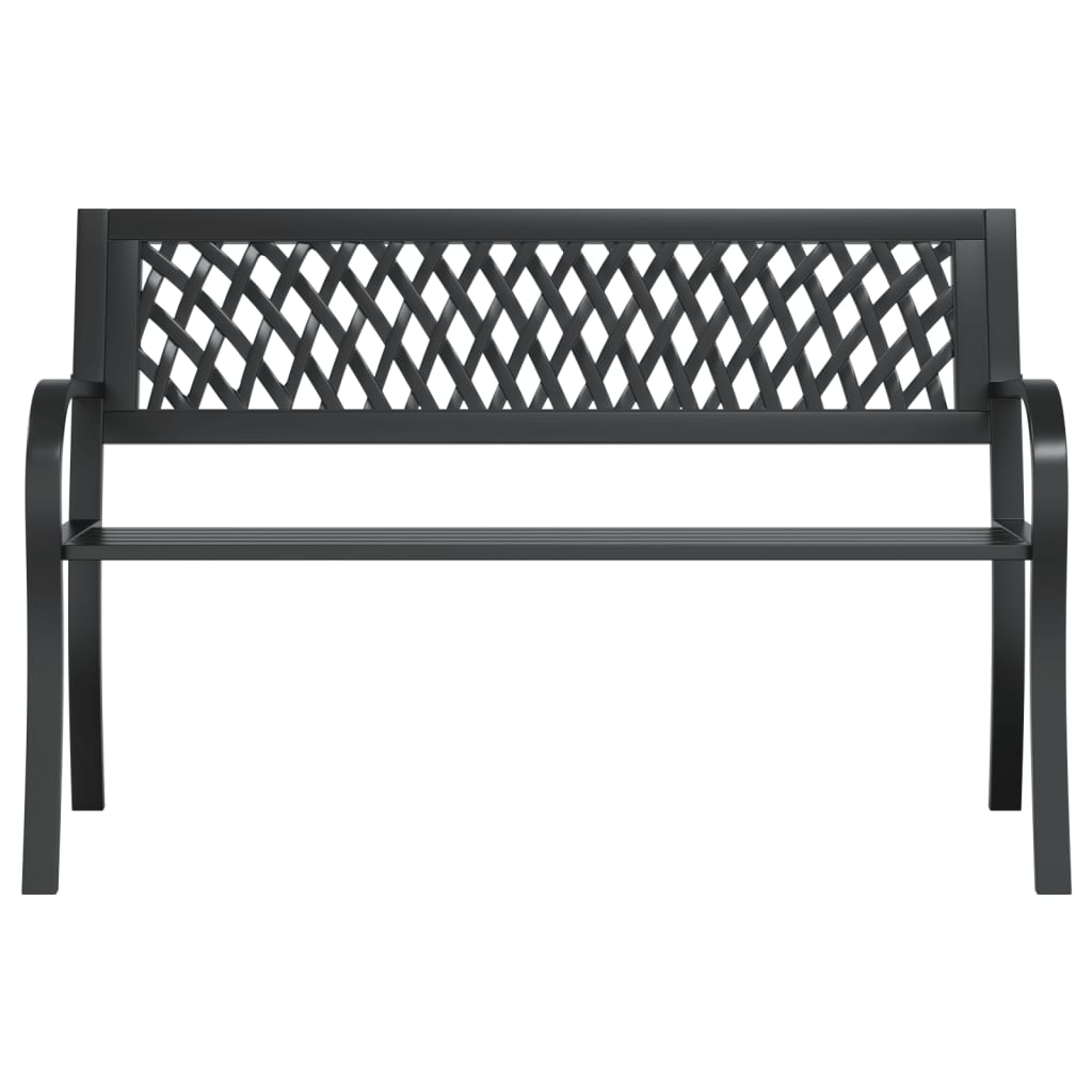 vidaXL Ławka ogrodowa, czarna, 120 cm, stalowa