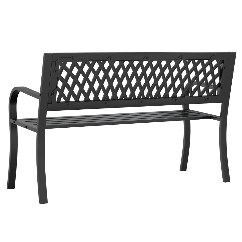 vidaXL Ławka ogrodowa, czarna, 120 cm, stalowa