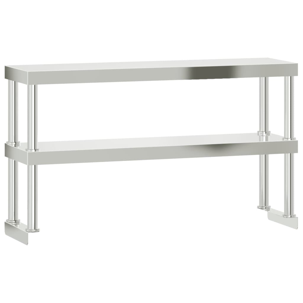 vidaXL Półka na stół roboczy, 2-poziomowa, 110x30x65 cm, stal