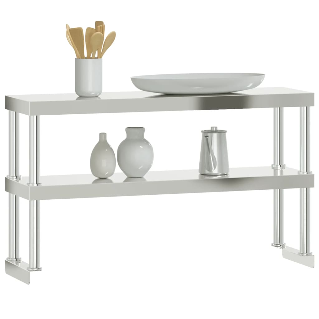 vidaXL Półka na stół roboczy, 2-poziomowa, 110x30x65 cm, stal