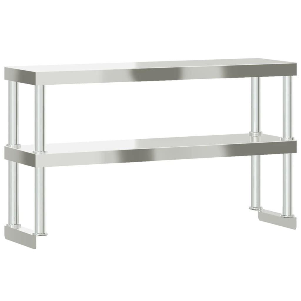 vidaXL Półka na stół roboczy, 2-poziomowa, 110x30x65 cm, stal