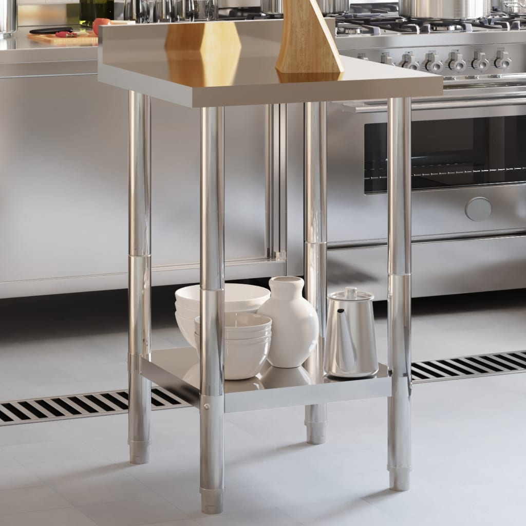 vidaXL Kuchenny stół roboczy z rantem, 55x55x93 cm, stal nierdzewna