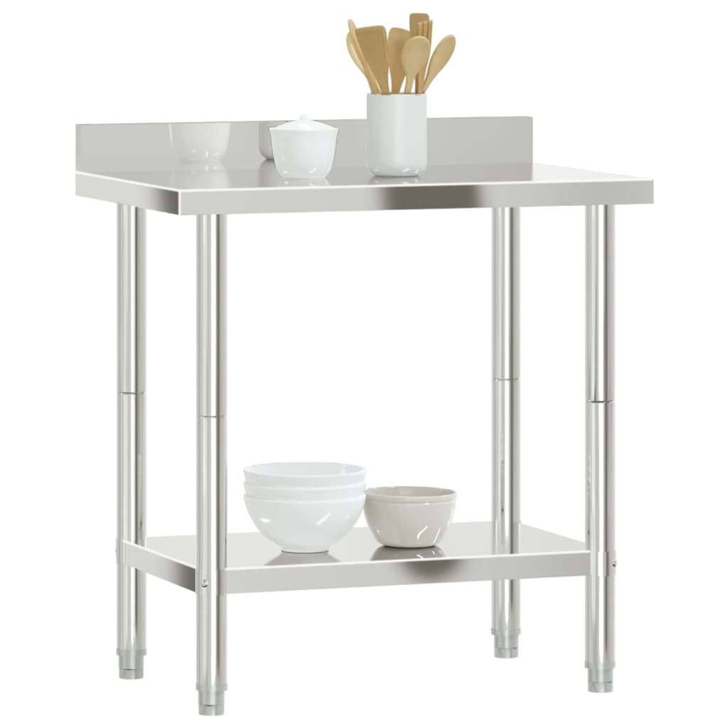 vidaXL Kuchenny stół roboczy z rantem, 82,5x55x93 cm, stal nierdzewna