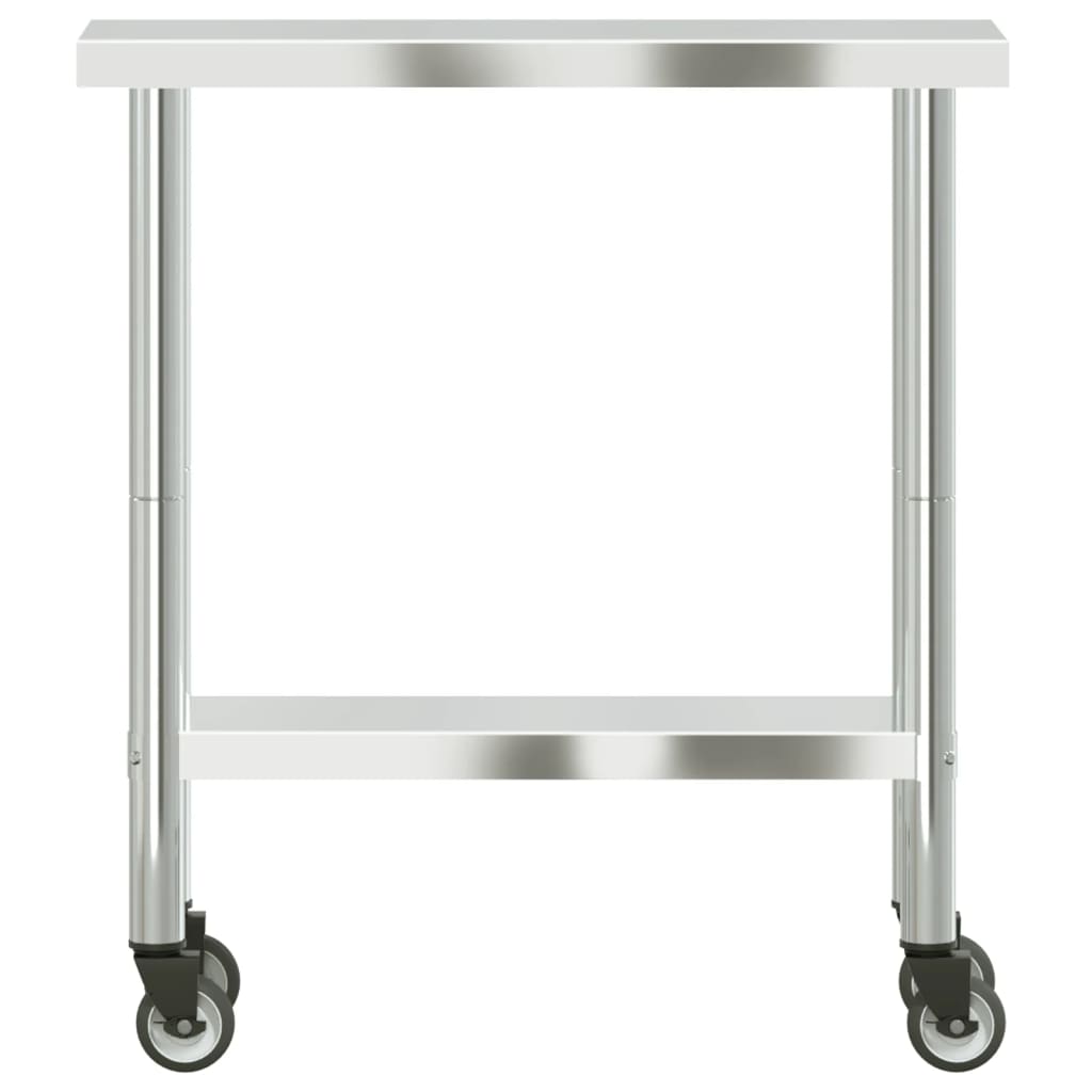 vidaXL Kuchenny stół roboczy na kółkach 82,5x30x85 cm, stal nierdzewna