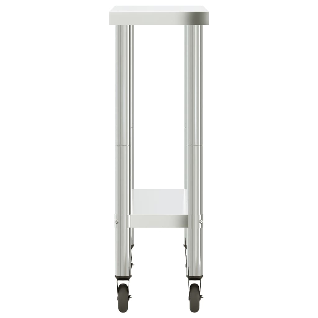 vidaXL Kuchenny stół roboczy na kółkach 82,5x30x85 cm, stal nierdzewna