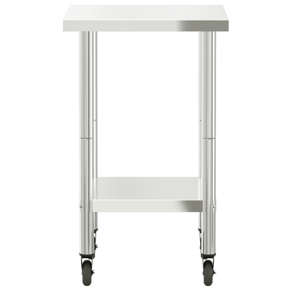 vidaXL Kuchenny stół roboczy na kółkach, 55x55x85 cm, stal nierdzewna