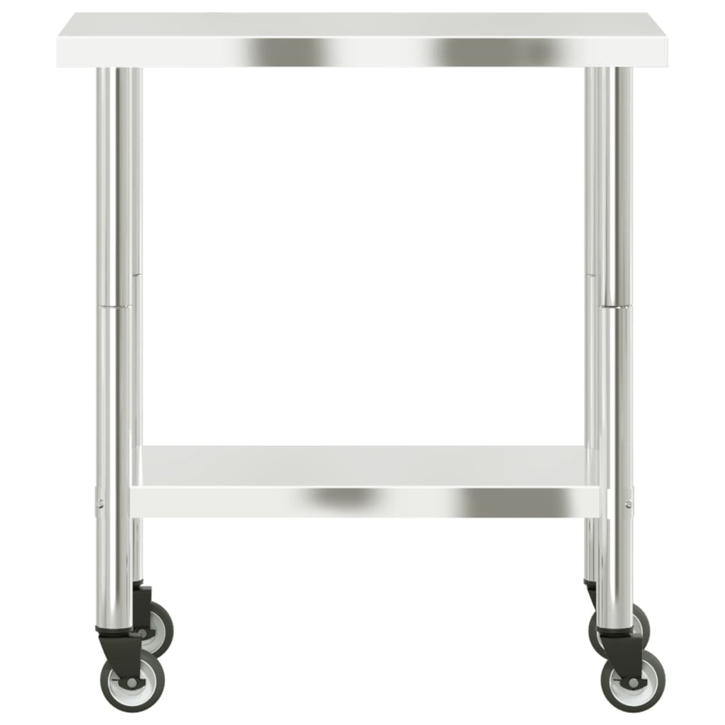 vidaXL Kuchenny stół roboczy na kółkach 82,5x55x85 cm, stal nierdzewna