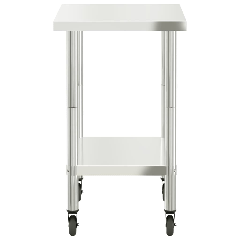 vidaXL Kuchenny stół roboczy na kółkach 82,5x55x85 cm, stal nierdzewna