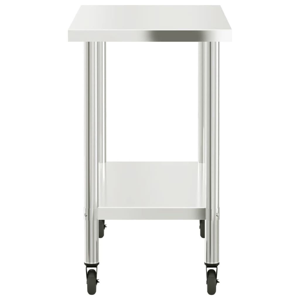 vidaXL Kuchenny stół roboczy na kółkach, 110x55x85 cm, stal nierdzewna