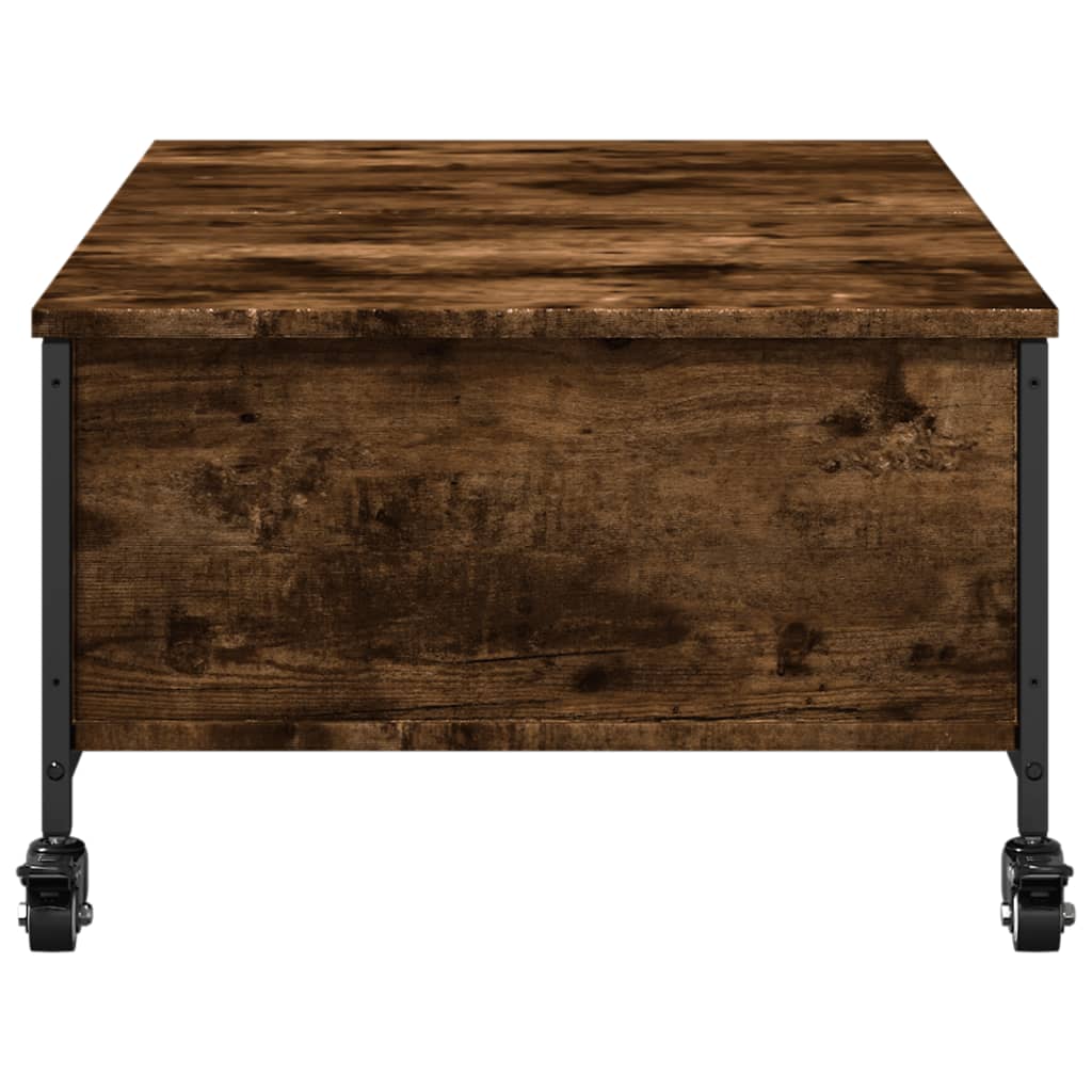 vidaXL Stolik kawowy na kółkach, przydymiony dąb, 91x55x34 cm