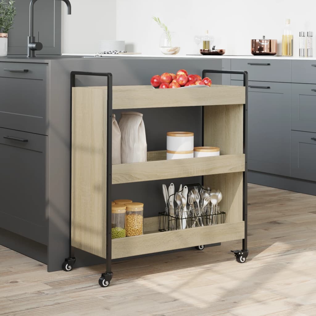 vidaXL Wózek kuchenny, dąb sonoma 70x30x82 cm, materiał drewnopochodny