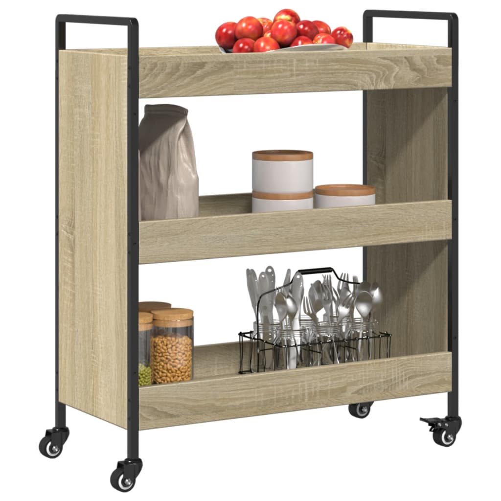 vidaXL Wózek kuchenny, dąb sonoma 70x30x82 cm, materiał drewnopochodny
